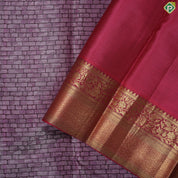 purple pink brick wall design contrast red gold zari rangoli zig zag border trendy silk saree