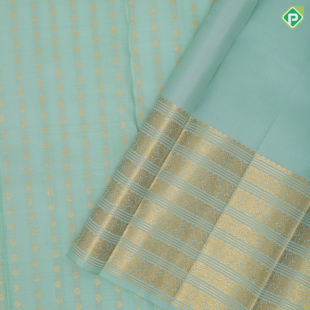 Pista green gold zari thousand butta design self gold zari multi design lines border traditional silk saree