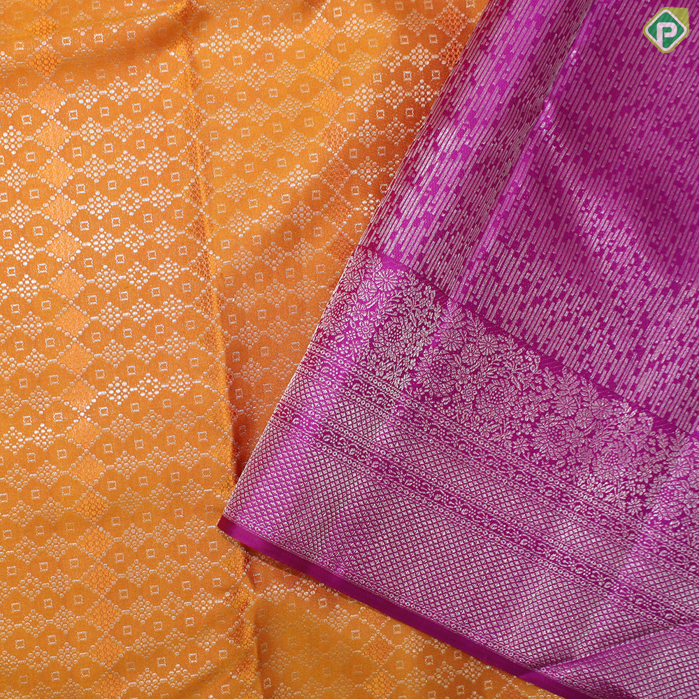 Mustard Yellow Silver Zari With Floral Design Border Traditional Silk Saree