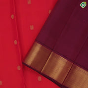 Rani pink gold zari peacock chakaram design purple wave border design traditional silk saree