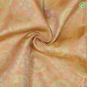 Peach pink gold  and silver zari by zari tissue meena work pista green gold zari diamond border pattu paavadai lehanka