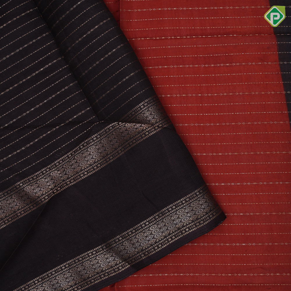 Rust color gold zari lines design grape brown border trending uniform fancy saree