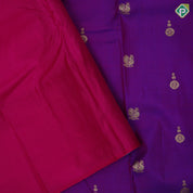 Dual shade purple gold zari chakkaram annam butta rani pink gold zari multi design border traditional silk saree