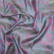 Gray Color Tree Design Gold And Silver Zari With Baby Pink Border Trendy Silk Saree