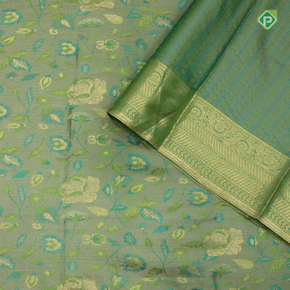 Sea Green Colour Zari With meena Work Motifs Grand Soft Silks Saree
