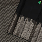 Luxury black gold zari thilagam stripes design self gold zari temple border luxury black silk saree