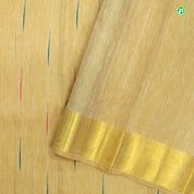 Beige Colour Small Rake Design Motifs Linen Silks Saree