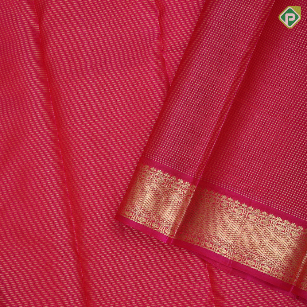 Rani Pink Gold Zari Vairaoosi Gandaberunda Design Self Colour Mayilkan Ruthracham Border Design Traditional Silk Saree
