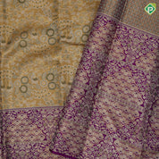 Lemon green silver gold zari silk thread meena work Purple gold zari meena work border grand tissue silk saree