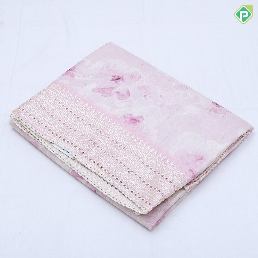 Pastel colors modern art printed design self cut work border fancy cotton saree