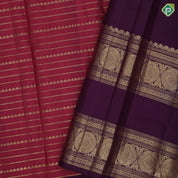 Magenta gold zari velthaari lines design purple gold zari round butta retta pattai border vintage silk saree
