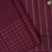 Beetroot maroon gold zari self designed stripes self color gold zari annam chakkaram lines border traditional silk saree