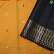Mustard Mango and Flower Motif With Block Color Temple Design Border Traditional Silk Saree
