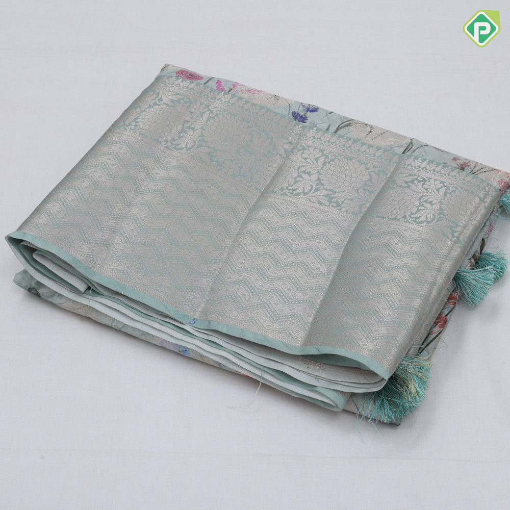 Light Trendy Colour Based Flowers Design Border Floral Weave Design Fancy Cotton Saree