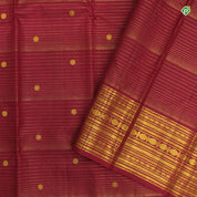 Maroon Red Small Vaira Oosi Lines With Flower Motifs Butta Traditional Koorai Silks Saree