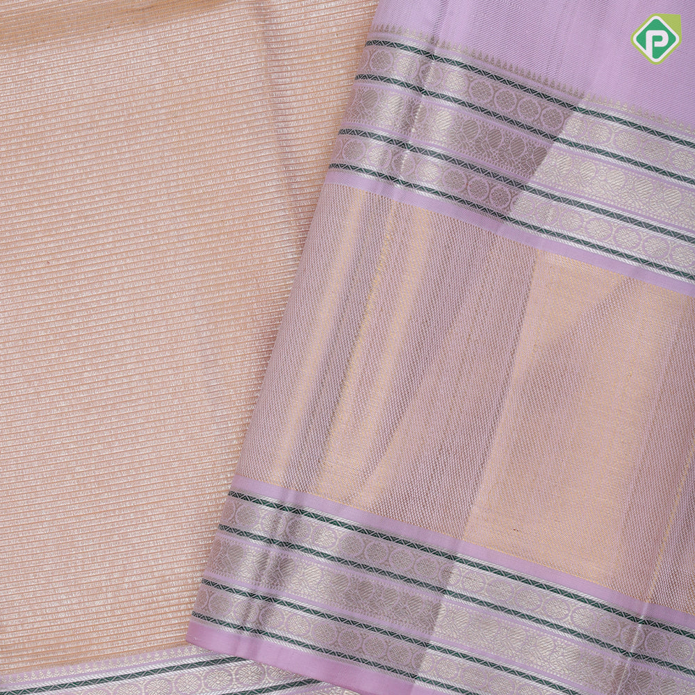 Sandal Wood Gold Zari Lines Design Baby Pink Peacock Bride Border Design Wedding Silk Saree