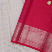 Cream White Gold Zari Brocade Design Rani Pink Pallaku Bavanji Border Design traditional Silk Saree
