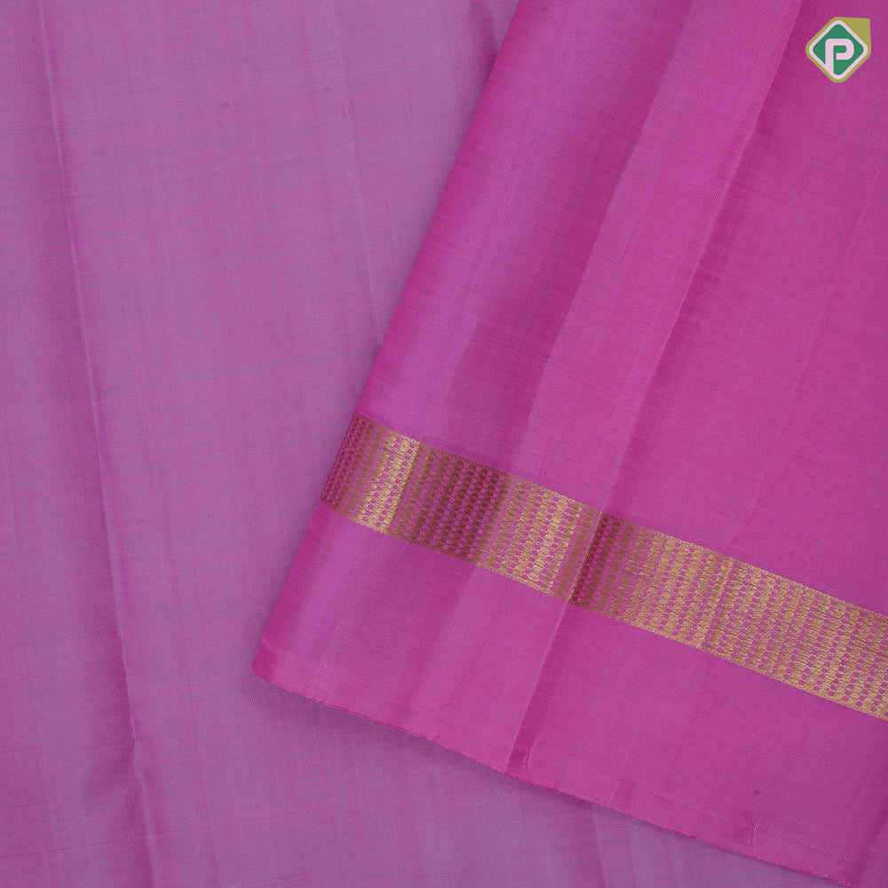 Lavender pink dual done plain weaved Baby pink gold zari butta line border plain traditional vintage silk saree