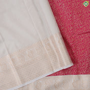 Rani pink gold zari grand floral design contrast thunder grey gold zari border art silk gift saree