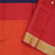 Indigo Blue With Tiger Orange Colour Half And Half Fancy Border Trendy Silks Saree