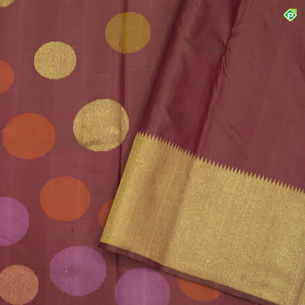 Onion Pink Colour Big Multi Colour Round Motifs Trendy Silks Saree