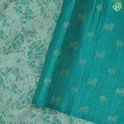 Multi green shade self modern art weaved design jungle green cow under tree design border pichwai silk saree