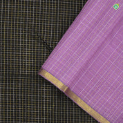 Black With Lavender Colour Small Zari Cross Checks Luxury Black Silks Saree