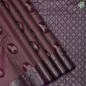 Maroon with neem zari stripes and round butta violet silver gold zari fancy butta border Art silk saree