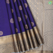 royal blue gold zari check and flower thilagam butta cardamon green gold zari rangoli butta border art silk saree