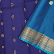 Royal Blue Gold Zari Flower Butta Design Rexsona Green Ruthracham Flower Border Design Pure Mix Silk Saree