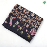 Black base trending color geometrical pattern self multi color embroidered border fancy dola silk saree