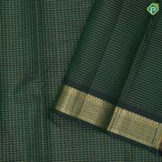Bottle green gold zari vairaoosi kattam window panel self gold zari mayikan border koorai silk saree
