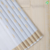 Pure white gold zari gandapiranda butta motifs self gold zari bavanji border traditional silk saree