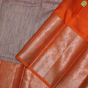 Peach Pink With Thread Lines And Fanta Orange Gold Zari Border Trendy Silks Saree
