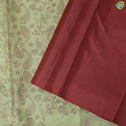 Eliche green onion silk thread embossed grand design self silver zari meena work border trendy silk saree