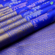 Royal Blue Cross Floral Leharia Lines Bridal Silks Saree