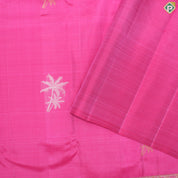 Dark Pink Gold And Silver Zari Coconut Tree Motif With Self Color Gold And Silver Zari Mango Design Border Traditional Silk Saree