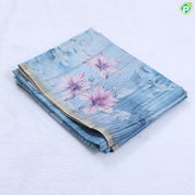 Army green base twitter bird and floral design zari edge fancy cotton saree