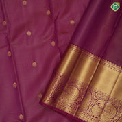 Dark Pink Gold Zari Vairaoosi Flower Motif Self Colour Mango Peacock Border Design Traditional Silk Saree