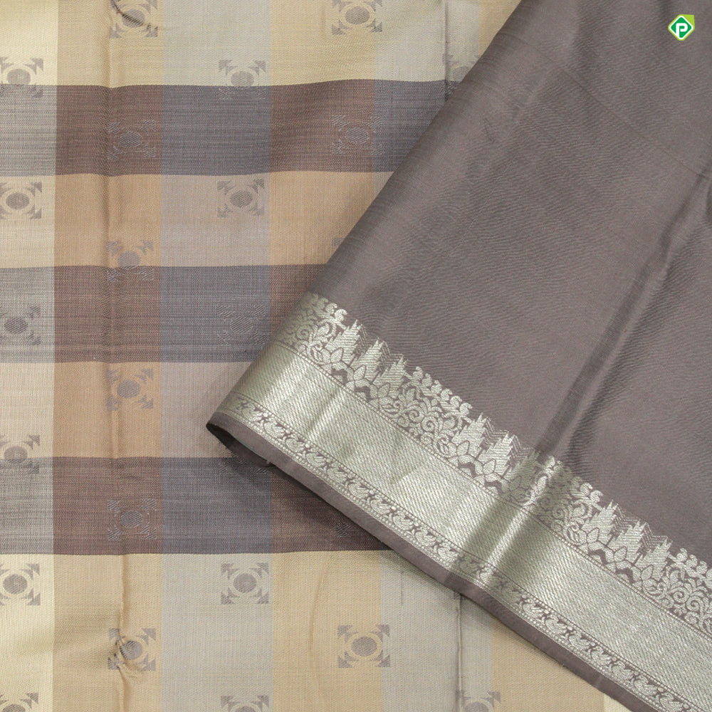 Beige With Lavender Pink Colour Dual Colour Lines Trendy Silks Saree