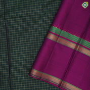 Castleton green gold zari vairaoosi zari kattam contrast purple gold zari rettapet border traditional silk saree