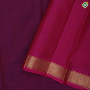 Purple full body plain weaved pink gold zari bavanji edge border plain traditional vintage silk saree