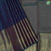 Peacock blue small butta dual tone design self gold zari high border traditional silk saree
