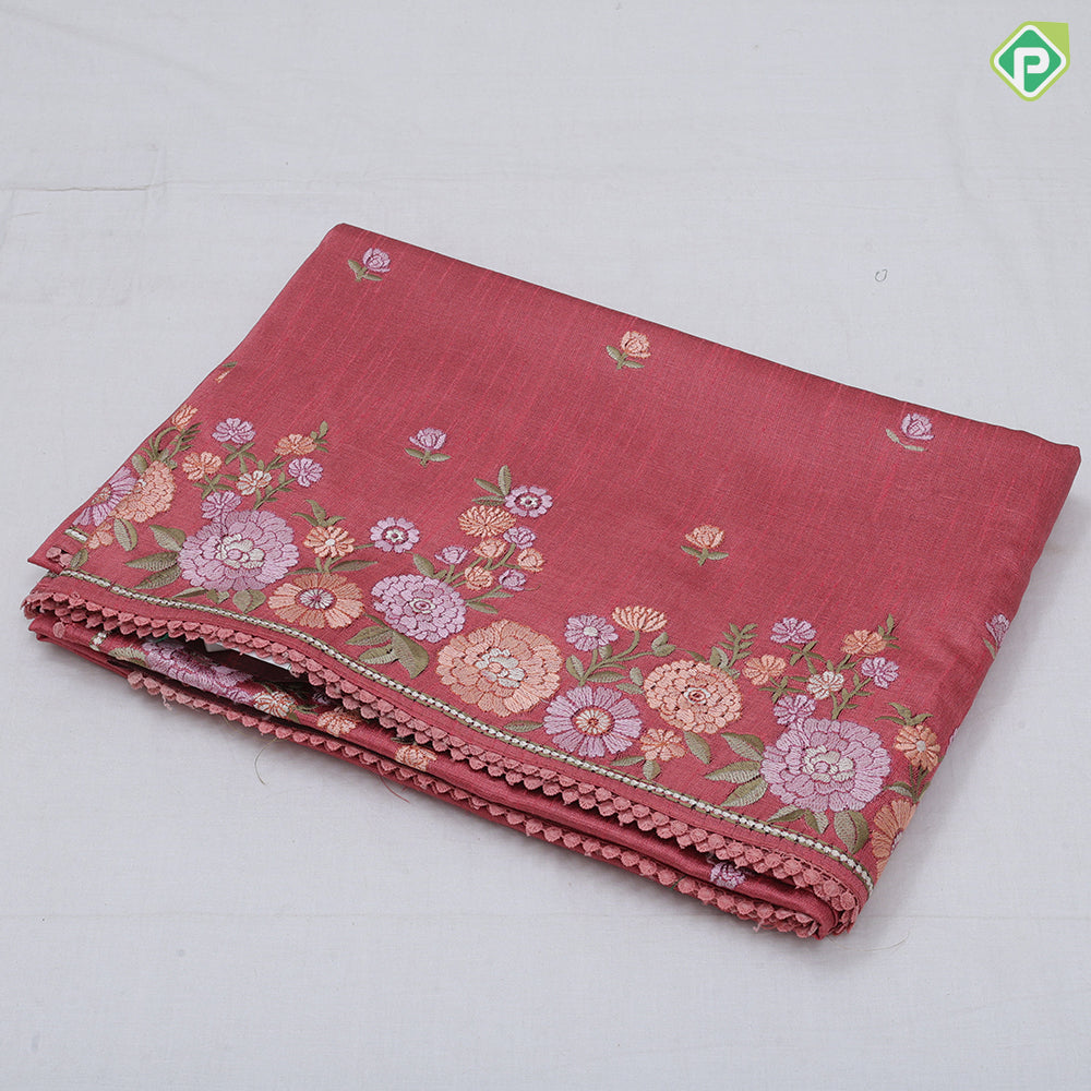Navy Blue Rose Flower Butta Border Flower Design Fancy Cotton Saree