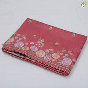 Navy Blue Rose Flower Butta Border Flower Design Fancy Cotton Saree