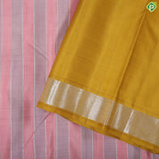 Pale Pink grey pillar stripes silver zari padded design self silver zari border trendy silk saree
