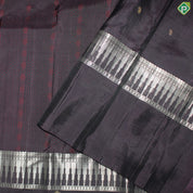 Grape Brown With Maroon Silk Thread Design Self Colur With Silver And Gold Zari Border Traditional Silk Saree