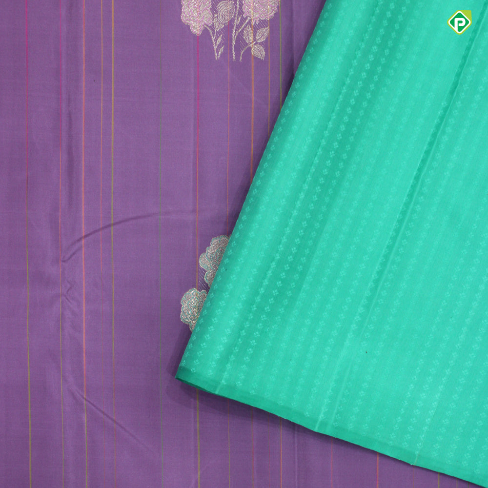 Lavender Pink Colour Small Rose Flower Motifs Trendy Silks Saree