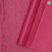 Magenta pink neem zari self thilagam design self color multi lines border self weaved silk saree