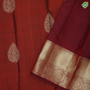 Rust Orange Gold Zari Thilagam Butta Design Coffee Brown Mango Charagam Border Design Traditional Silk Saree